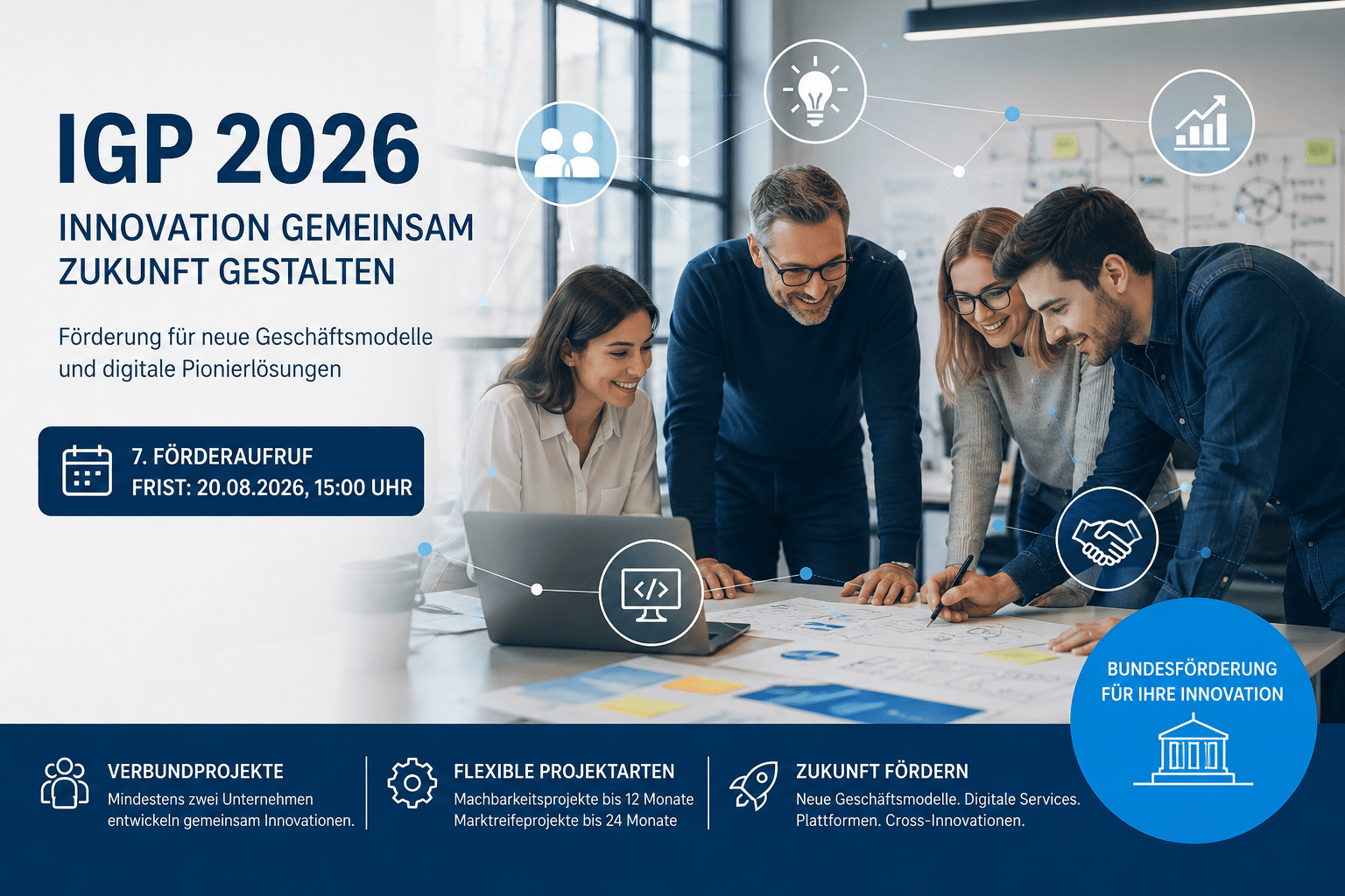 Zwei Unternehmen entwickeln gemeinsam ein digitales Geschäftsmodell und nutzen Fördermittel aus dem IGP 2026.